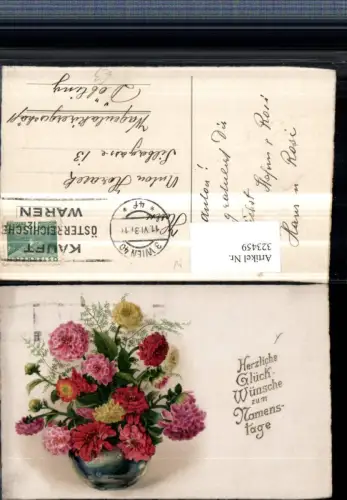 323459,Künstler AK Namenstag Blumenstrauß Blumen Astern