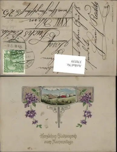 370559,Art Deco Namenstag Landschaft Passepartout Veilchen Blumen pub HWB