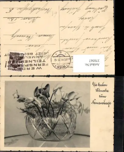 370567,Namenstag Schale Vase Blumen Alpenveilchen