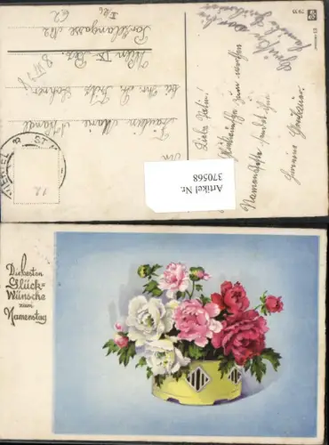 370568,Künstler AK Namenstag Blumen Nelken