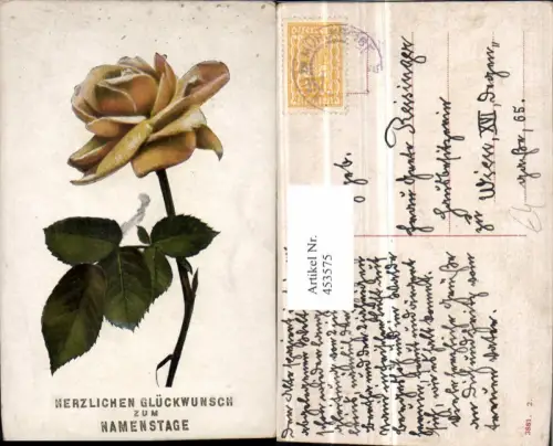 453575,Künstler AK Namenstag Gelbe Rose