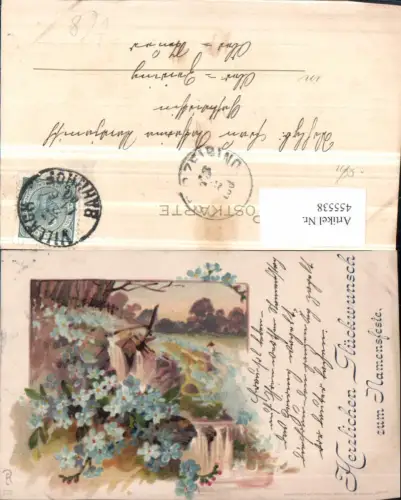 455538,Künstler Litho Namenstag Blumen Wasserfall pub Kosmos München