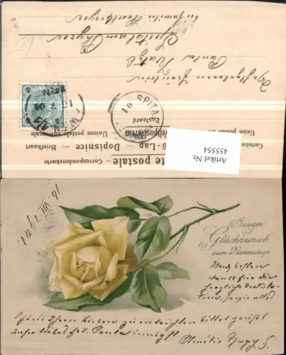 455554,Künstler AK Namenstag Gelbe Rose