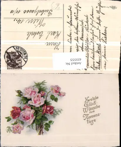 455555,Künstler AK Namenstag Rosenstrauß Rosen pub Erika 1098