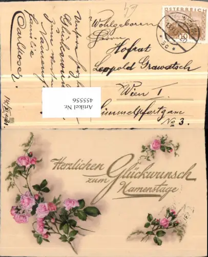 455556,Künstler AK Namenstag Rosen Blumen