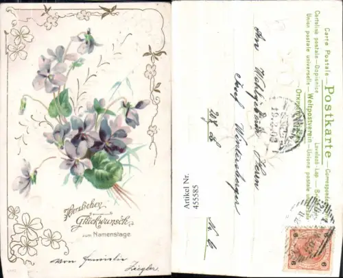 455585,Präge Künstler Litho Namenstag Veilchen Blumen