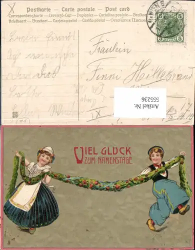 555236,tolle Präge AK Namenstag Kinder tanzen Tanz Art Deco