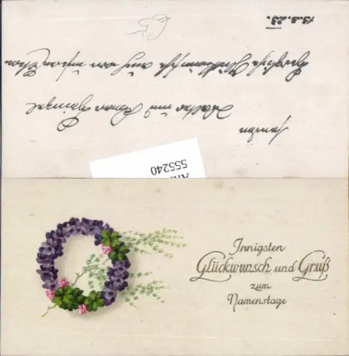 555240,Namenstag Veilchen Beleg Kärtchen