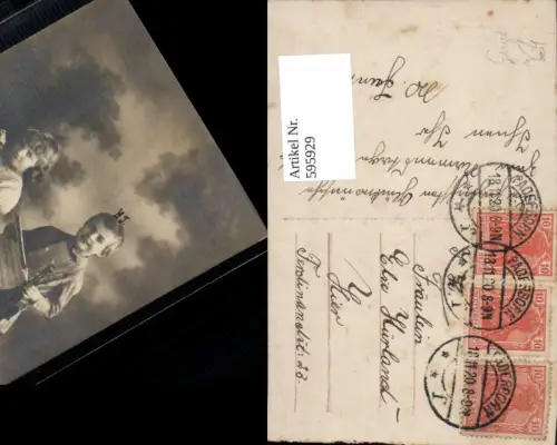 595929,Namenstag Kinder m. Geige Blumenstrauß Notenblätter