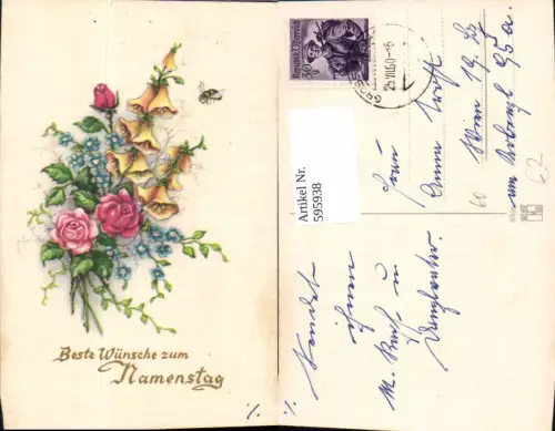 595938,Namenstag Bunte Blumen Rosen Vergissmeinnicht Biene Insekt