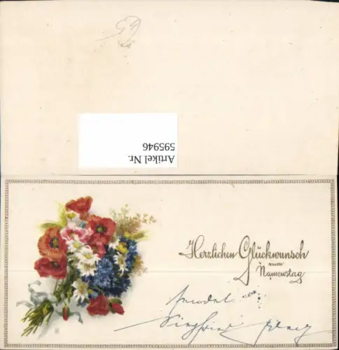 595946,Namenstag Blumenstrauß Klatschmohn Mohnblumen Kornblume Margeriten Getreideähre