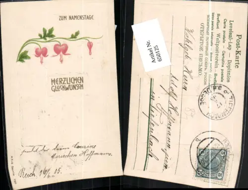 650125,Art Deco Jugendstil Namenstag Präge Lithographie