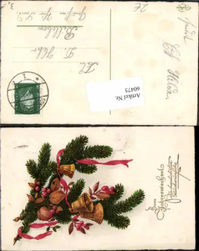 60475,Neujahr Glocke Tannenzweige