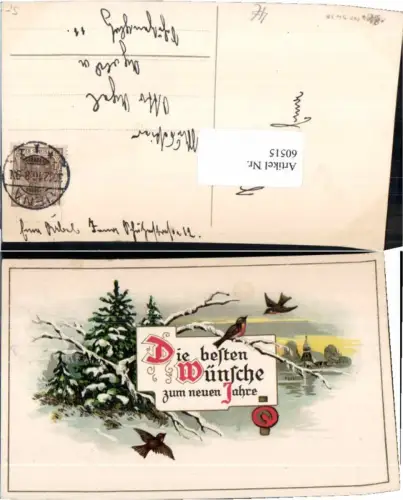 60515,Erika Nr 5438 Neujahr Vögel Siegel Zweige Bäume