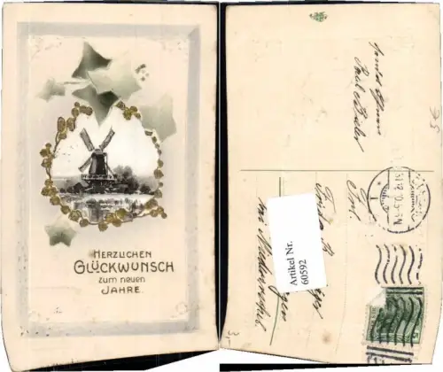 60592,Tolle Präge Neujahr Windmühle Verziert