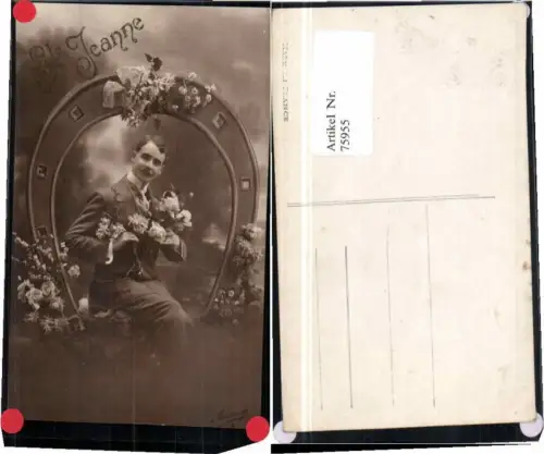75955,Neujahr Hufeisen Mann Blumen Rosen