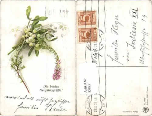 83895,Neujahr Blumen Zweige August Rökl Vienne