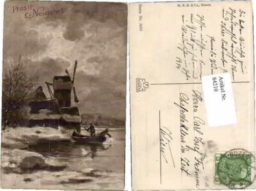 84210,Neujahr Fischer am Wasser Windmühle
