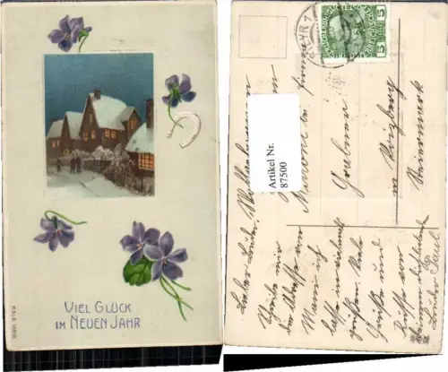 87500,Tolle Präge Neujahr Hufeisen Häuser M.S.i.B