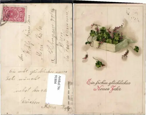 91804,Neujahr Kleeblatt Kiste Schöne AK 1918