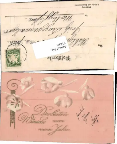 91816,Tolle Präge Neujahr Blumen 1905