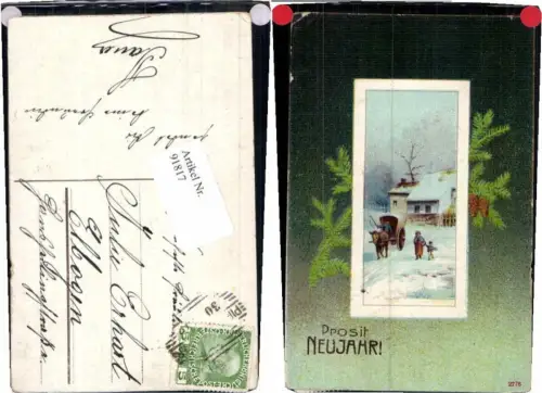 91817,Neujahr Kutsche Bauernhof