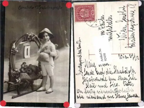 92450,Neujahr Rodel Schlitten Geld Münzen Münzsäcke Hufeisen