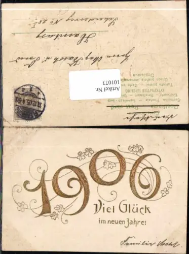 101073,Präge Neujahr 1906 Jahreszahl Klee