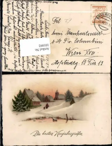 101092,Neujahr See Bäume Litho