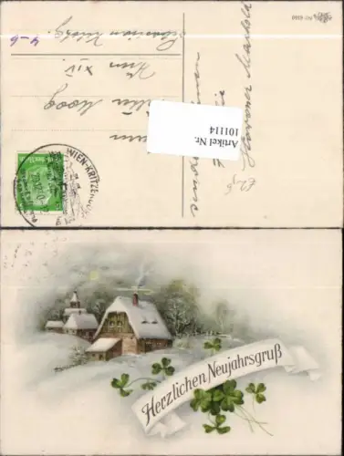 101114,Neujahr Klee Kleeblatt Haus Dorf Erika AK 6150