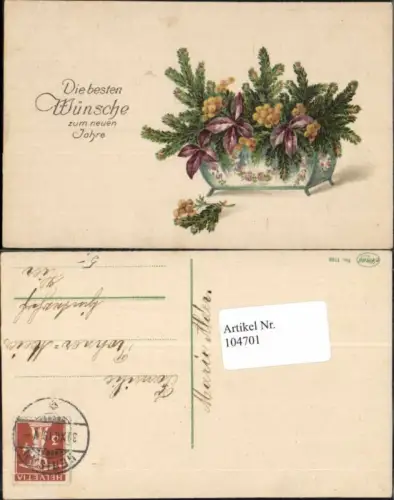 104701,Neujahr Litho Zweige 1918