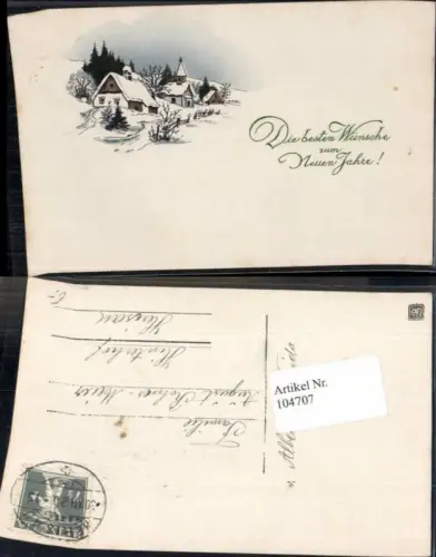 104707,Neujahr Litho Dorf im Schnee gel Herisau