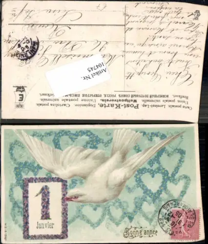 104745,Präge AK Neujahr Vogel Taube Tolle Karte