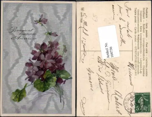 104756,Präge AK Blumen Neujahr