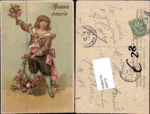 104775,Präge AK Rosen Kind Korb Blumenkorb 1907