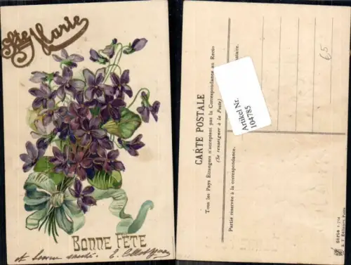 104785,Präge AK Blumen Neujahr Top Karte