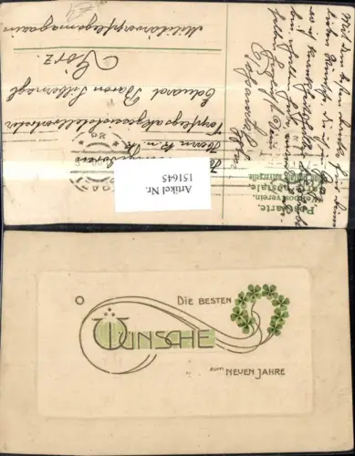 151645,Neujahr Präge Ak Passepartout Klee Kleeblatt Glitzerschrift