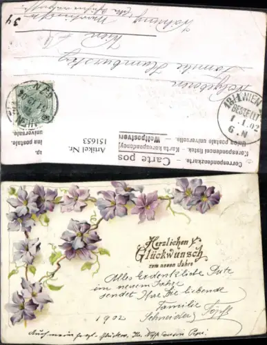 151653,Neujahr Präge Ak Blumenranke Blumen Goldschrift