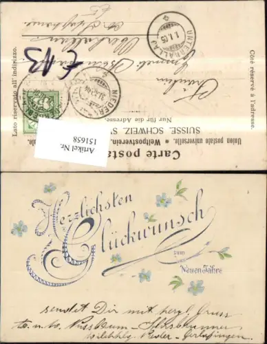 151658,Neujahr Präge Ak Blumen Silberschrift