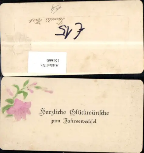 151660,Neujahr Präge Karte Passepartout Blume