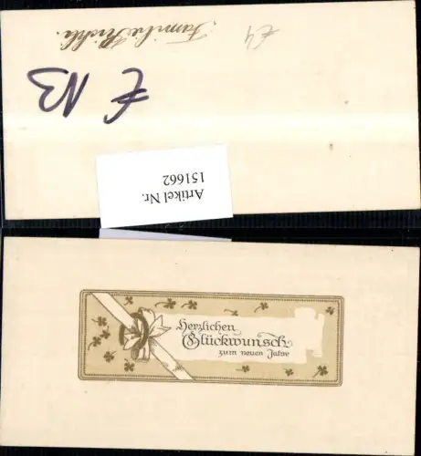 151662,Neujahr Präge Karte Schleife Hufeisen Papierrolle Goldverzierung