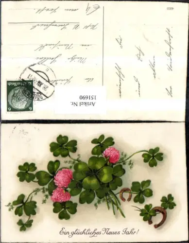 151690,Neujahr Klee Kleeblatt Hufeisen