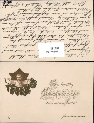 162138,Neujahr Kind Jesuskind Jesus Zweige Litho