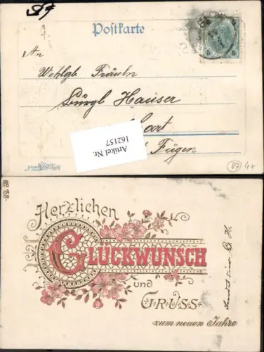 162157,Neujahr Tolle Präge Karte Litho Herzlichen Glückwunsch Golddruck