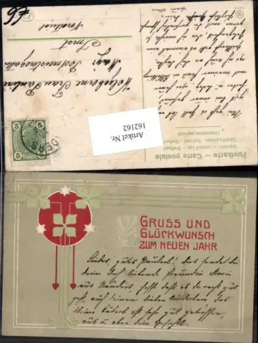 162162,Neujahr Tolle Präge AK Klee Kleeblatt verziert