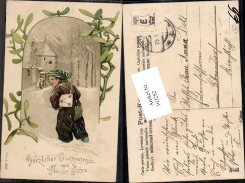 162252,Neujahr Litho Junge Brief Dorf Schnee M.S.i.B.