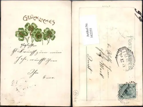 162255,Neujahr Tolle Präge Litho Klee Kleeblatt