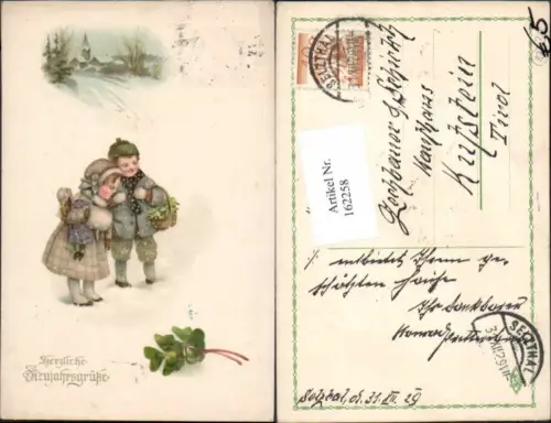 162258,Neujahr Kinder Klee Kleeblatt