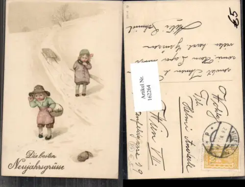 162264,Neujahr Kinder Rodel Schlitten