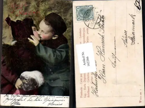 162266,Neujahr Kinder küssen sich Kuss